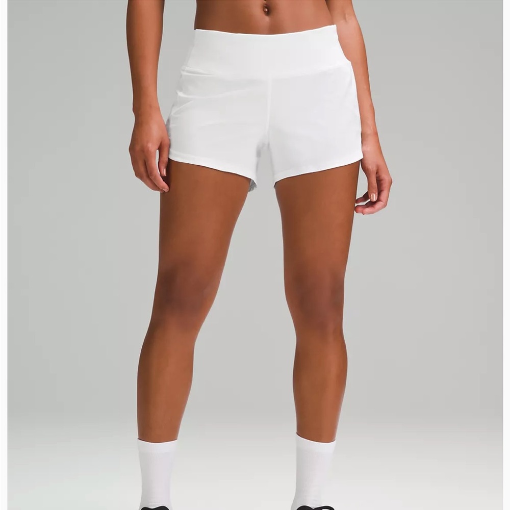 Lulu Lemon Speed Up Mid Rise Lined Short 4” in White